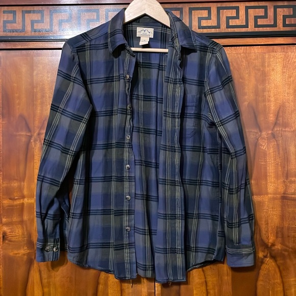 Blue Mountain Other - Blue Mountain Men's M Blue Green Plaid Flannel Shirt Long Sleeve Button Up